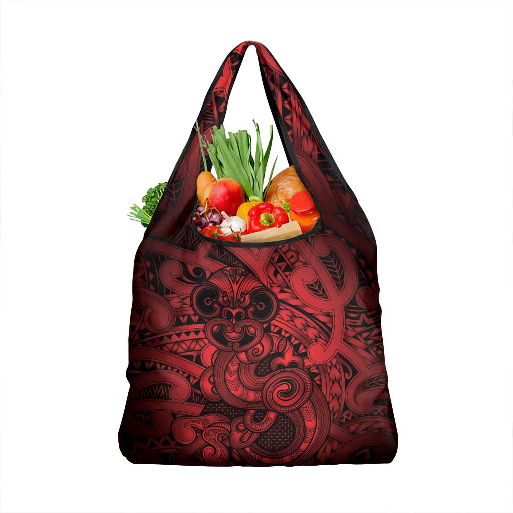Aotearoa Maori Hei Tiki Grocery Bag Whero Kowhaiwhai Puhoro Motif
