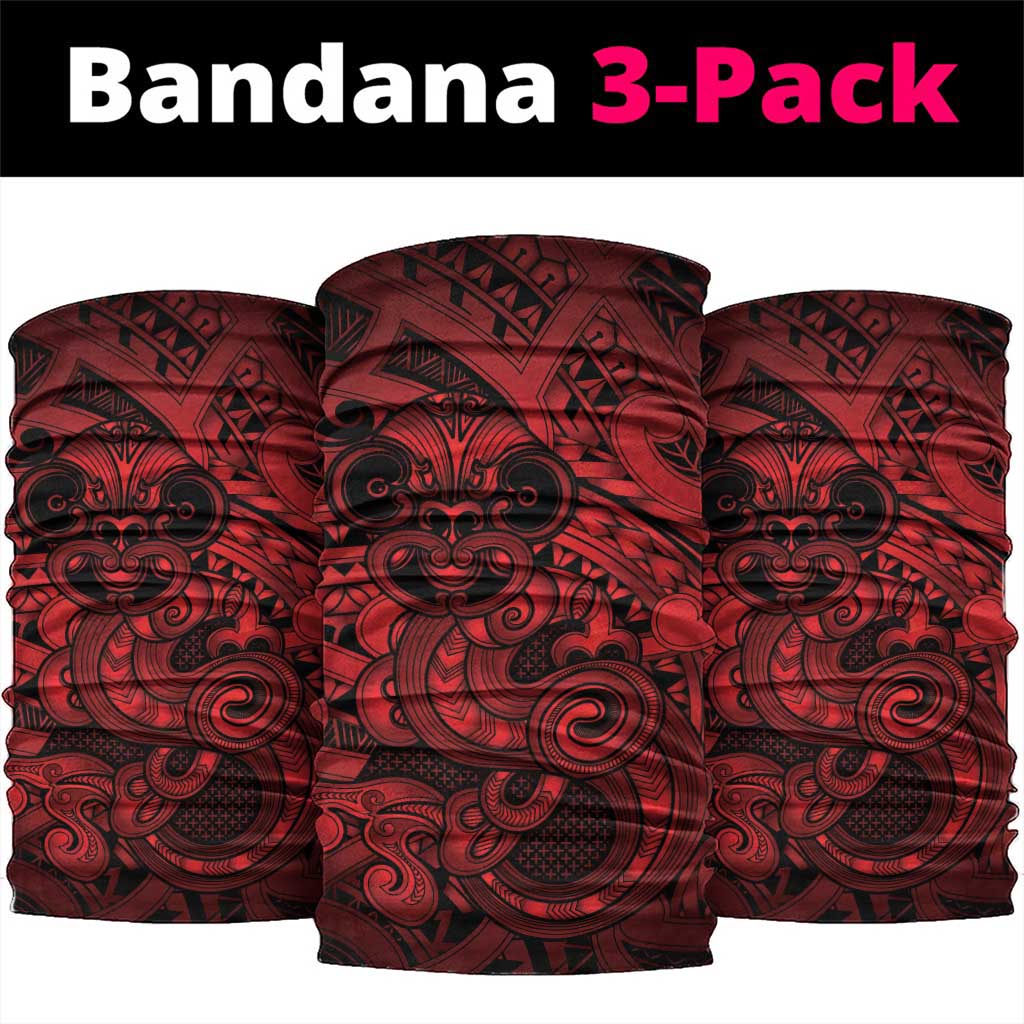 Aotearoa Maori Hei Tiki Neck Gaiter Whero Kowhaiwhai Puhoro Motif