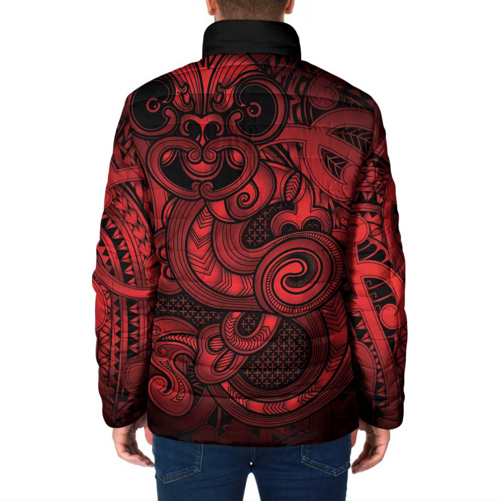 Aotearoa Maori Hei Tiki Padded Jacket Whero Kowhaiwhai Puhoro Motif LT9 - Polynesian Pride