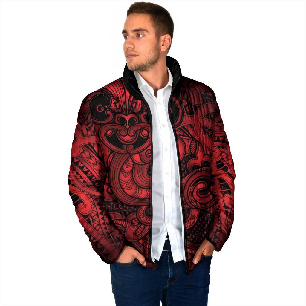 Aotearoa Maori Hei Tiki Padded Jacket Whero Kowhaiwhai Puhoro Motif LT9 - Polynesian Pride