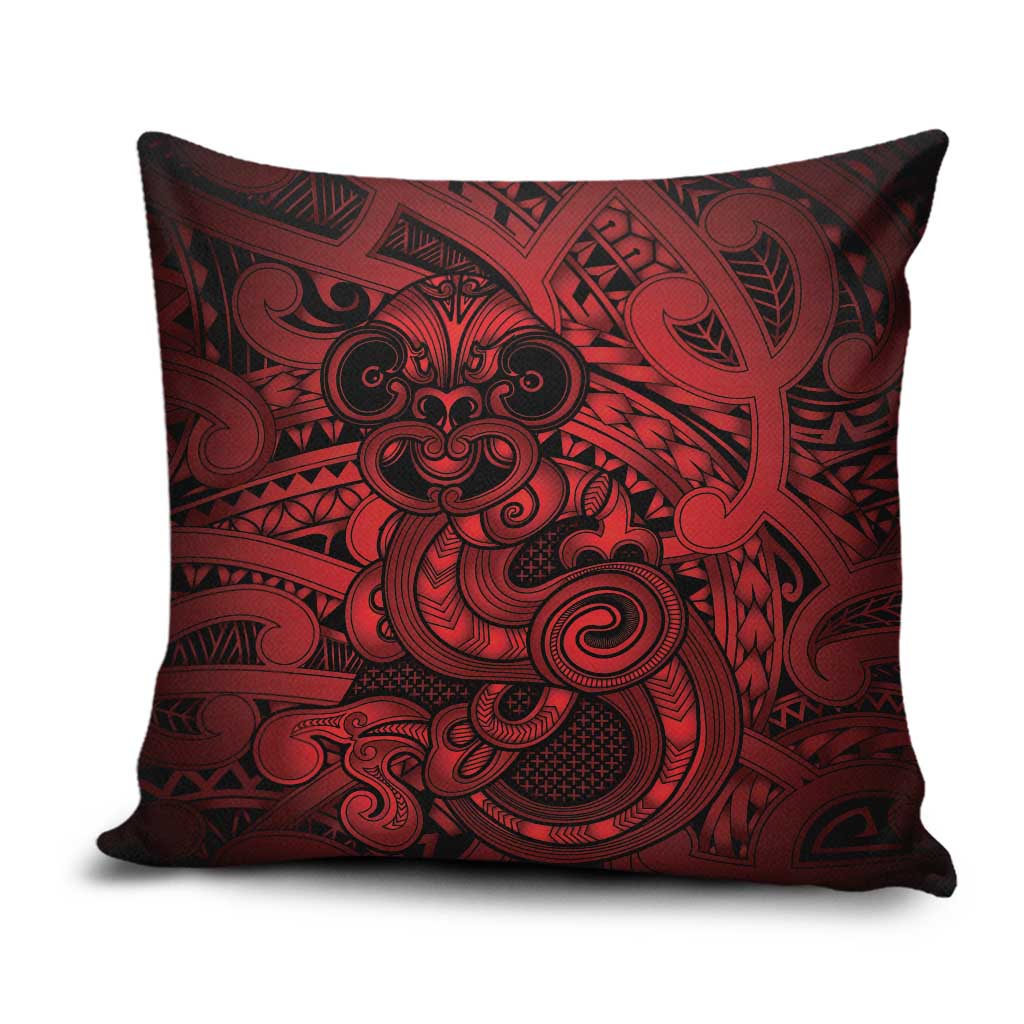 Aotearoa Maori Hei Tiki Pillow Cover Whero Kowhaiwhai Puhoro Motif