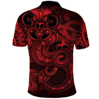 Aotearoa Maori Hei Tiki Polo Shirt Whero Kowhaiwhai Puhoro Motif