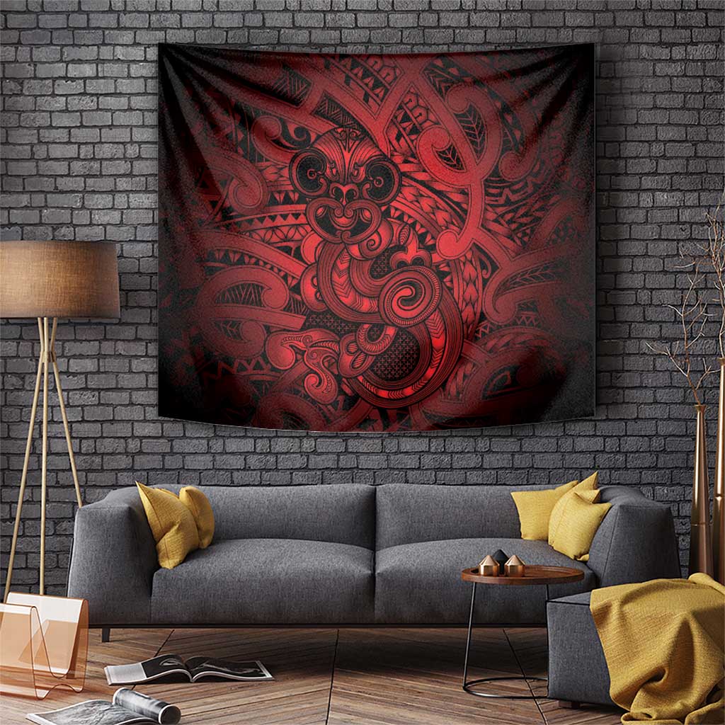 Aotearoa Maori Hei Tiki Tapestry Whero Kowhaiwhai Puhoro Motif