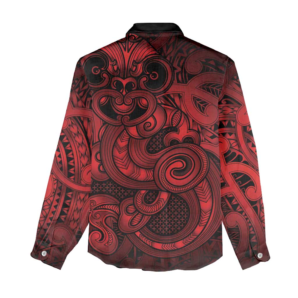 Aotearoa Maori Hei Tiki Women Casual Shirt Whero Kowhaiwhai Puhoro Motif