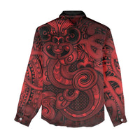 Aotearoa Maori Hei Tiki Women Casual Shirt Whero Kowhaiwhai Puhoro Motif