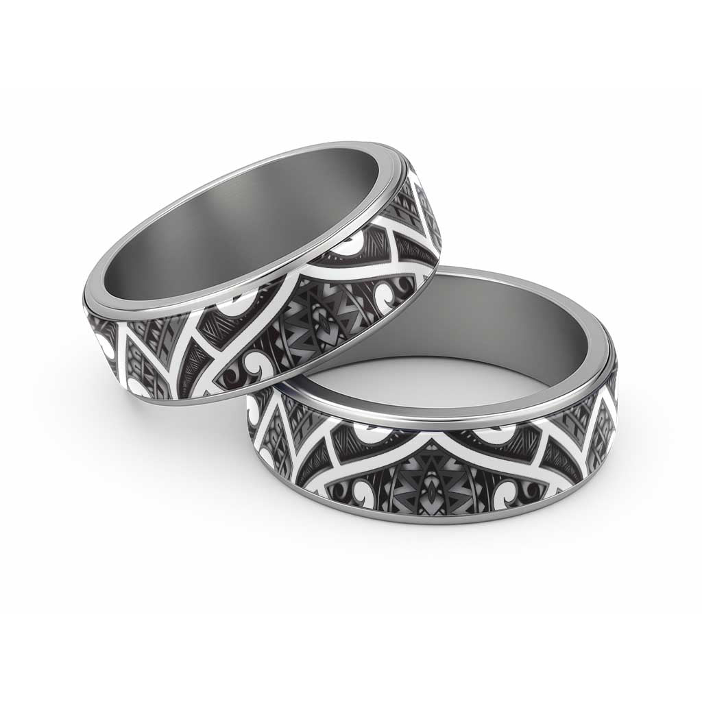 Aotearoa Maori Kowhaiwhai Classic Ring Kiwikiwi Puhoro and Patiki