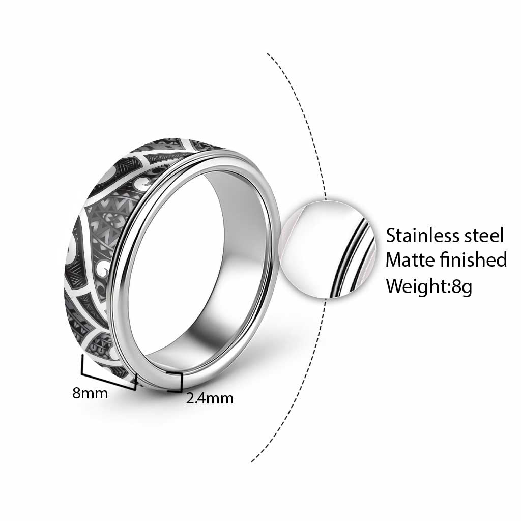 Aotearoa Maori Kowhaiwhai Classic Ring Kiwikiwi Puhoro and Patiki