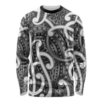 Aotearoa Maori Kowhaiwhai Long Sleeve Shirt Kiwikiwi Puhoro and Patiki LT9 Unisex Grey - Polynesian Pride