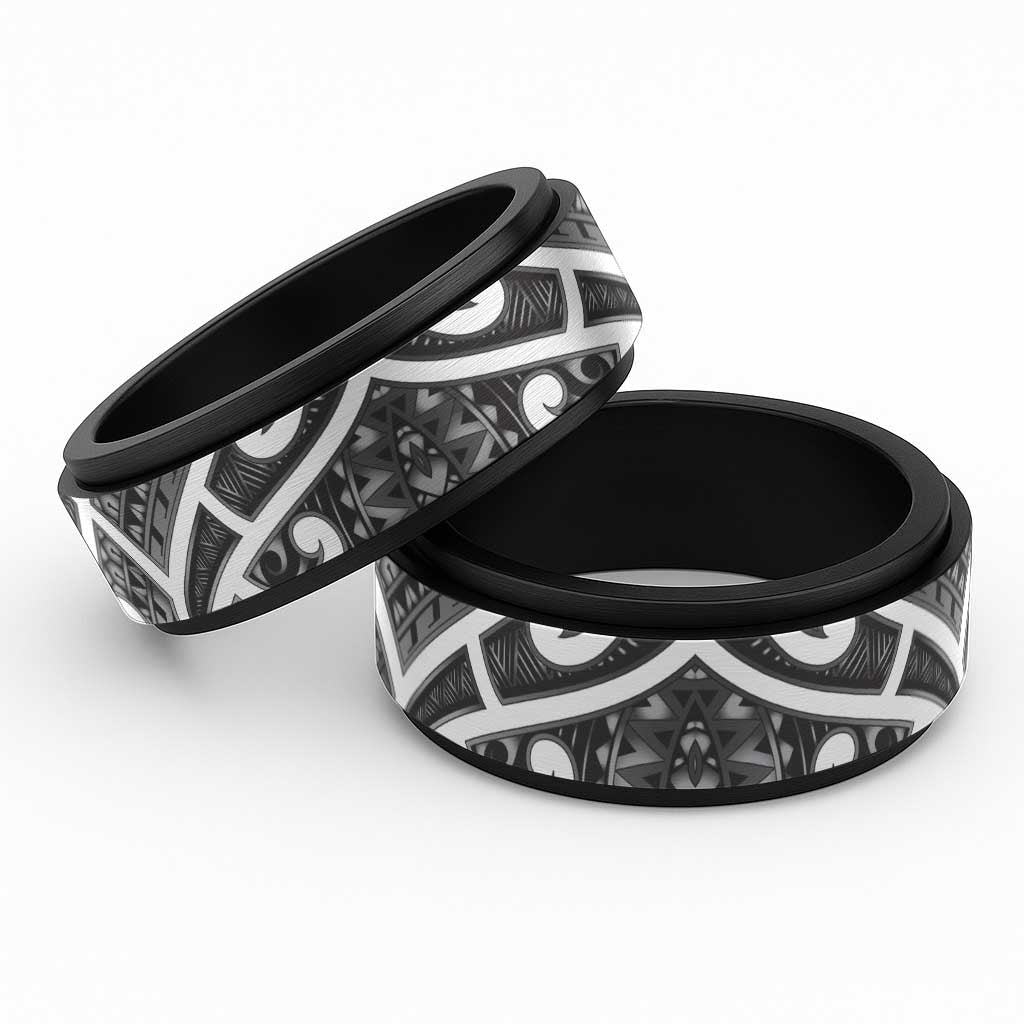 Aotearoa Maori Kowhaiwhai Spinner Ring Kiwikiwi Puhoro and Patiki