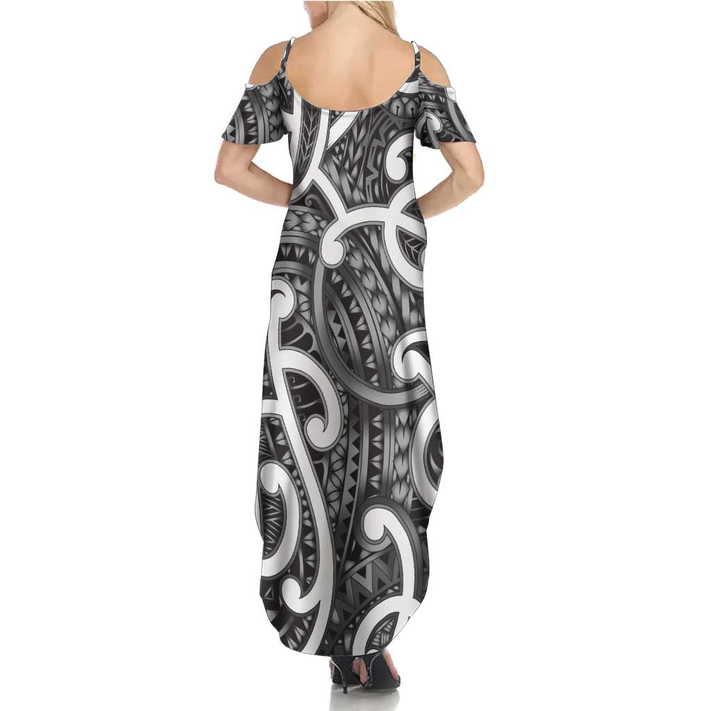 Aotearoa Maori Kowhaiwhai Summer Maxi Dress Kiwikiwi Puhoro and Patiki LT9 - Polynesian Pride
