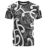 Aotearoa Maori Kowhaiwhai T Shirt Kiwikiwi Puhoro and Patiki LT9 Grey - Polynesian Pride