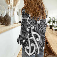 Aotearoa Maori Kowhaiwhai Women Casual Shirt Kiwikiwi Puhoro and Patiki