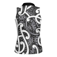 Aotearoa Maori Kowhaiwhai Women Sleeveless Polo Shirt Kiwikiwi Puhoro and Patiki