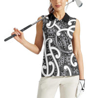 Aotearoa Maori Kowhaiwhai Women Sleeveless Polo Shirt Kiwikiwi Puhoro and Patiki