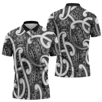 Aotearoa Maori Kowhaiwhai Zipper Polo Shirt Kiwikiwi Puhoro and Patiki