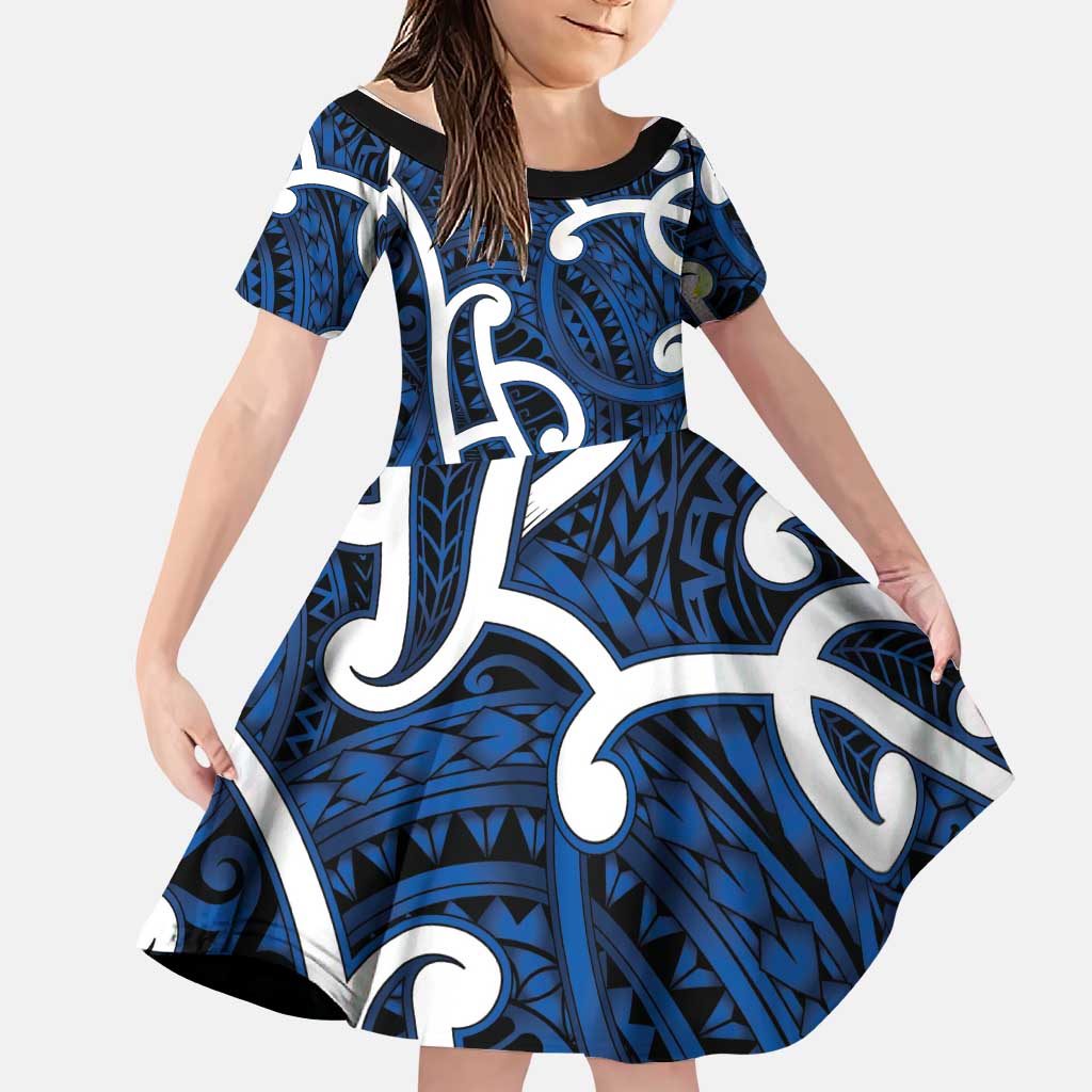 Aotearoa Maori Kowhaiwhai Family Matching Mermaid Dress and Hawaiian Shirt Kikorangi Puhoro and Patiki