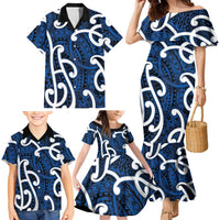 Aotearoa Maori Kowhaiwhai Family Matching Mermaid Dress and Hawaiian Shirt Kikorangi Puhoro and Patiki