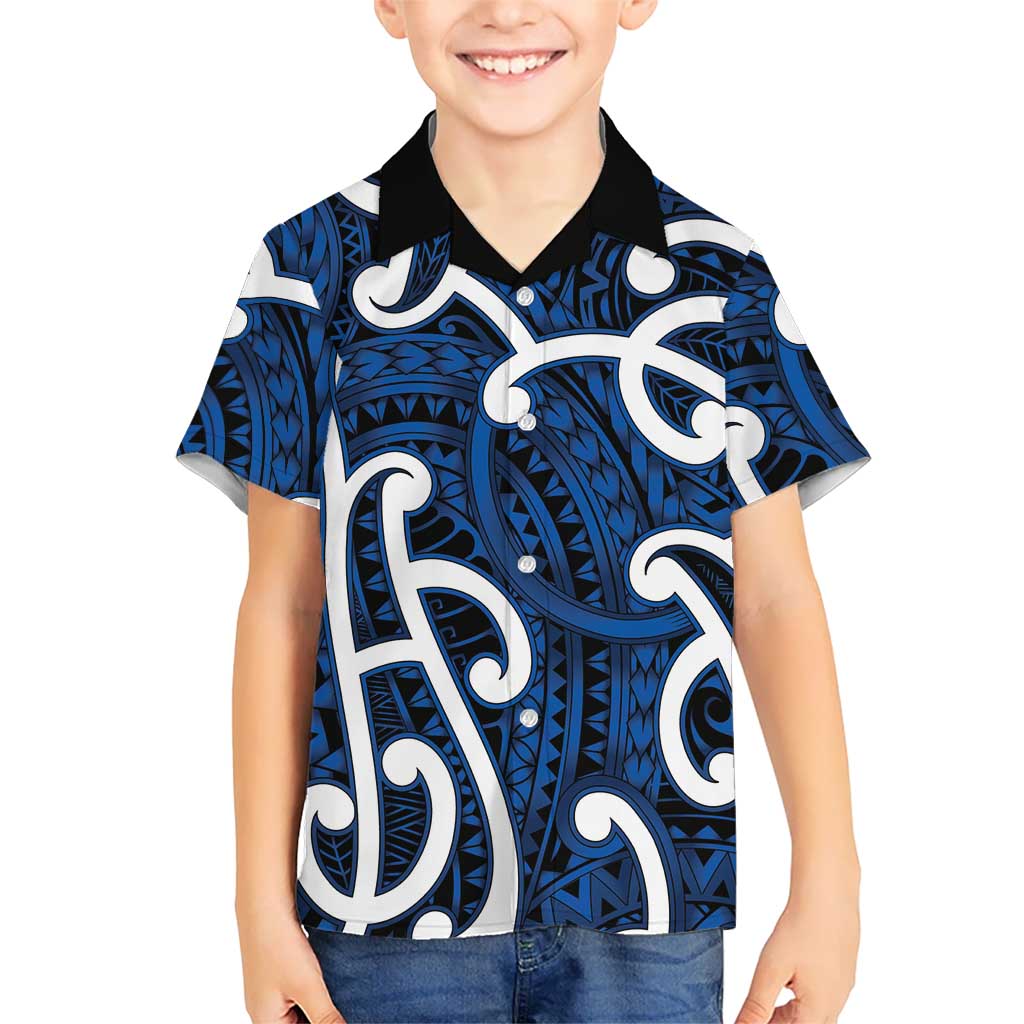Aotearoa Maori Kowhaiwhai Family Matching Mermaid Dress and Hawaiian Shirt Kikorangi Puhoro and Patiki