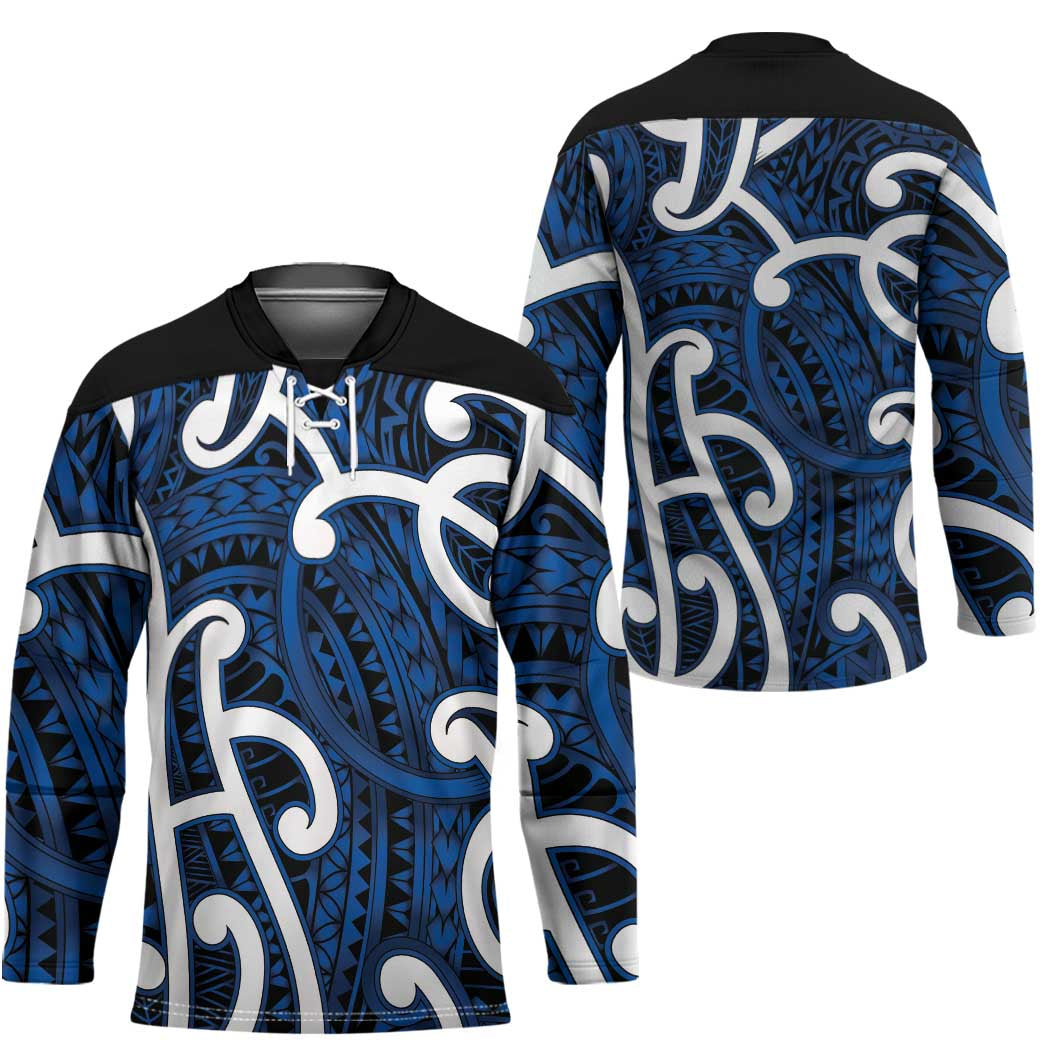 Aotearoa Maori Kowhaiwhai Hockey Jersey Kikorangi Puhoro and Patiki