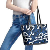 Aotearoa Maori Kowhaiwhai Leather Tote Bag Kikorangi Puhoro and Patiki LT9 - Polynesian Pride