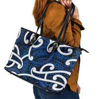 Aotearoa Maori Kowhaiwhai Leather Tote Bag Kikorangi Puhoro and Patiki LT9 - Polynesian Pride