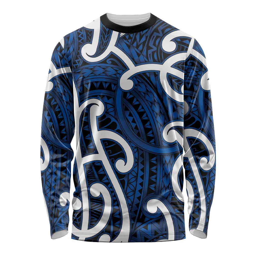 Aotearoa Maori Kowhaiwhai Long Sleeve Shirt Kikorangi Puhoro and Patiki