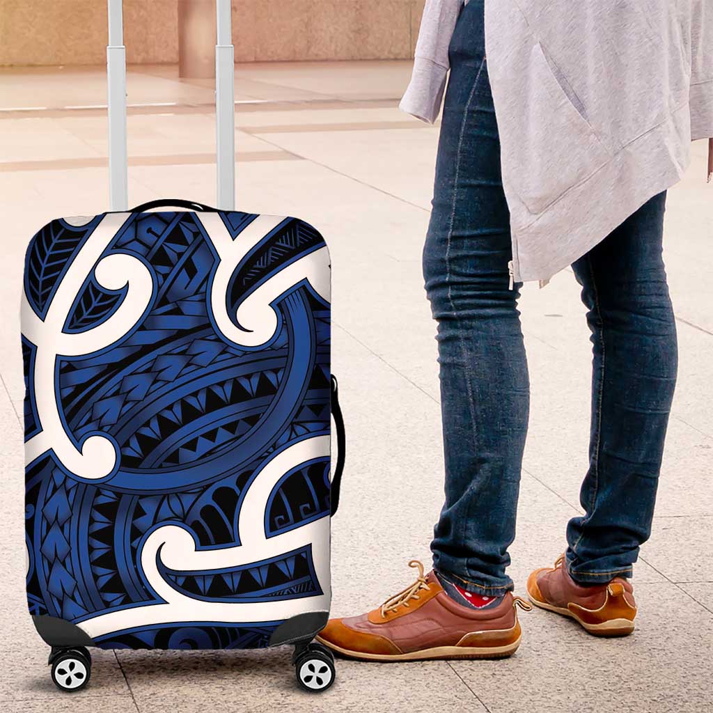 Aotearoa Maori Kowhaiwhai Luggage Cover Kikorangi Puhoro and Patiki