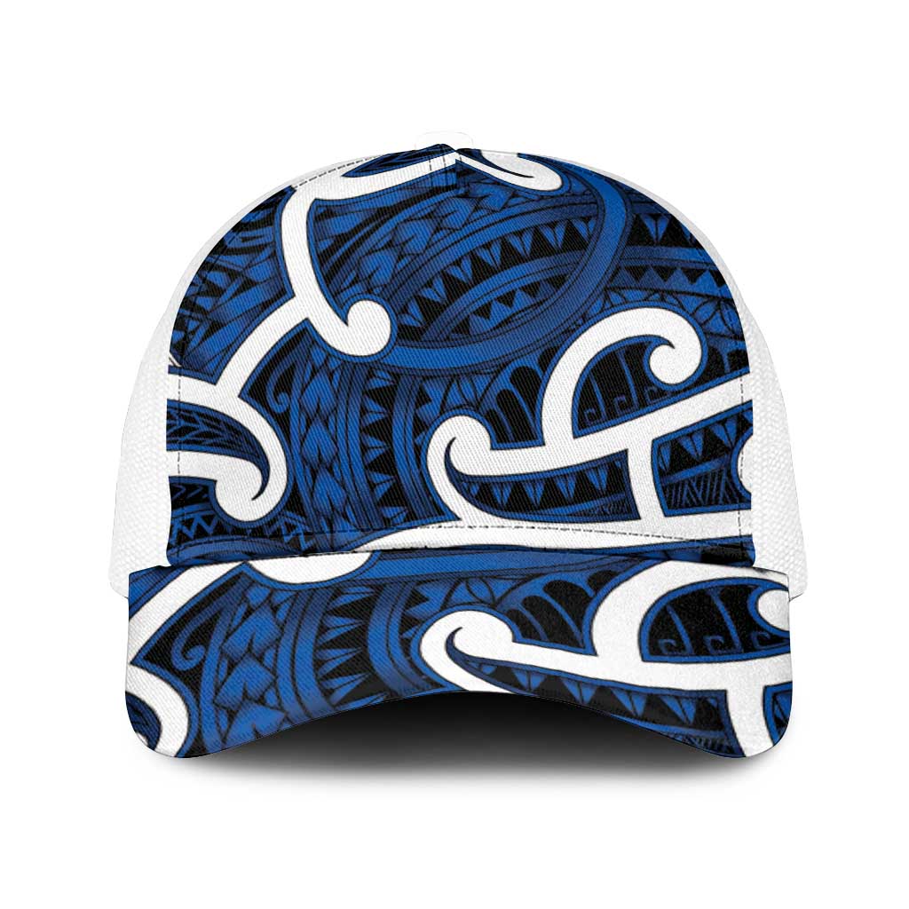 Aotearoa Maori Kowhaiwhai Mesh Trucker Cap Kikorangi Puhoro and Patiki