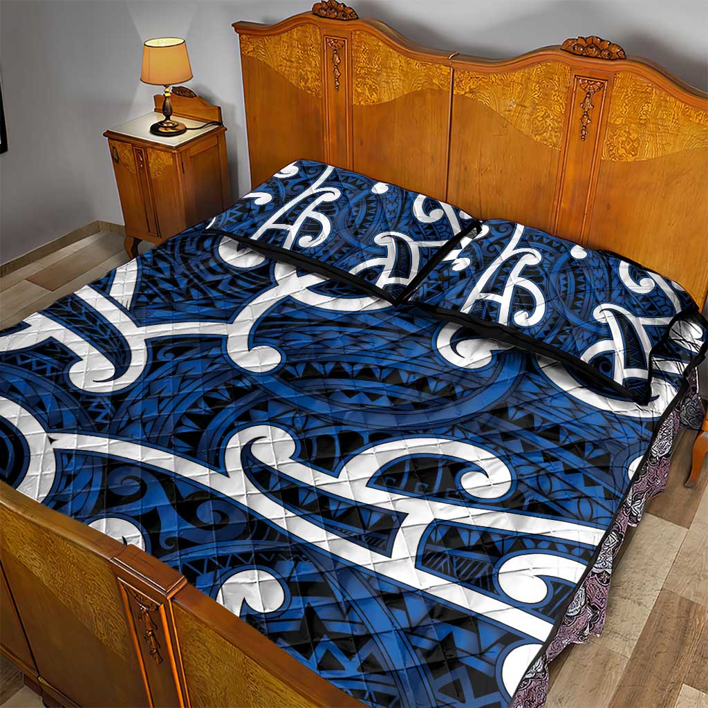Aotearoa Maori Kowhaiwhai Quilt Bed Set Kikorangi Puhoro and Patiki LT9 - Polynesian Pride