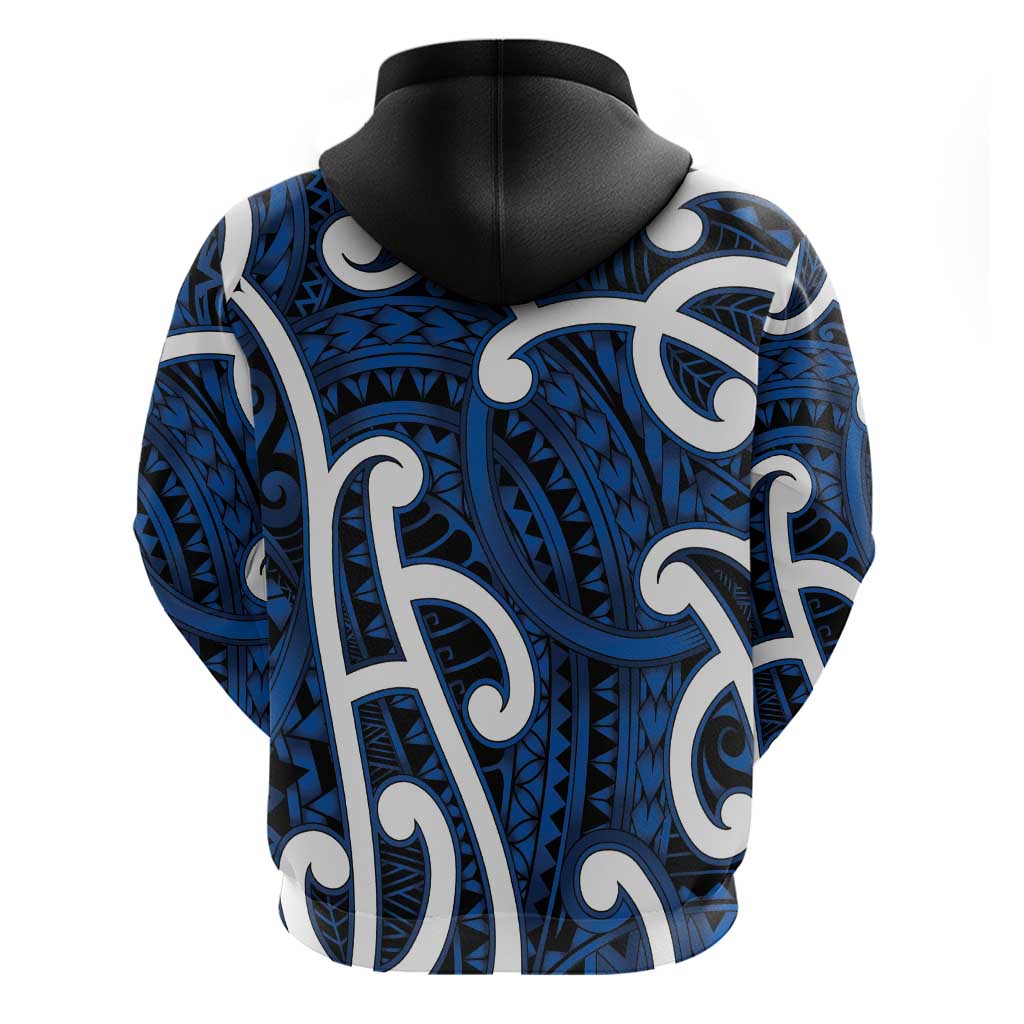 Aotearoa Maori Kowhaiwhai Zip Hoodie Kikorangi Puhoro and Patiki