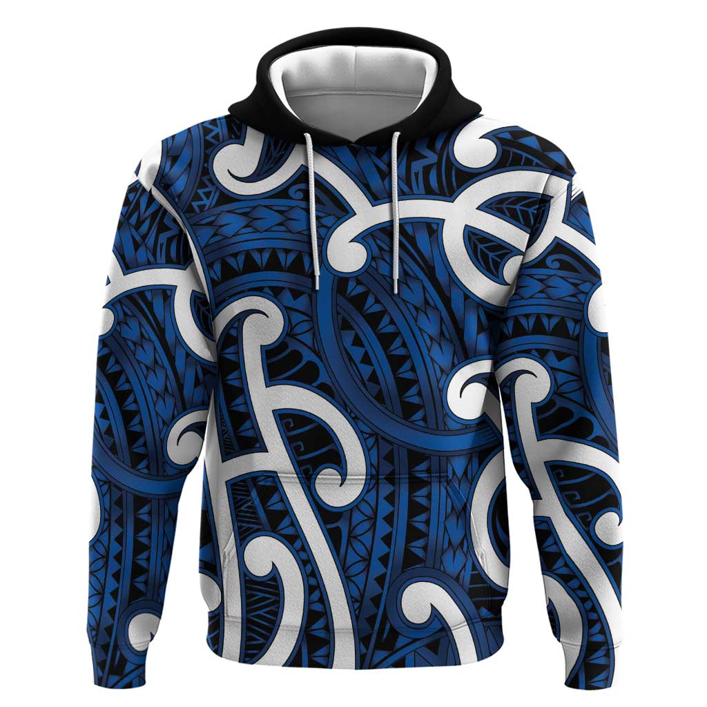 Aotearoa Maori Kowhaiwhai Zip Hoodie Kikorangi Puhoro and Patiki