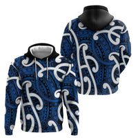 Aotearoa Maori Kowhaiwhai Zip Hoodie Kikorangi Puhoro and Patiki