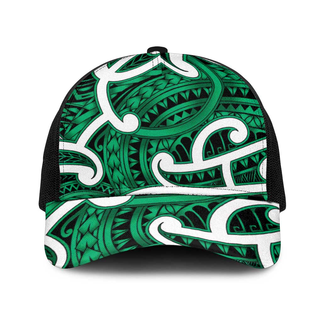 Aotearoa Maori Kowhaiwhai Baseball Net Cap Kakariki Puhoro and Patiki
