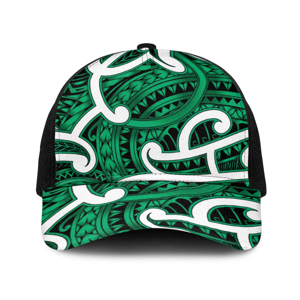 Aotearoa Maori Kowhaiwhai Baseball Net Cap Kakariki Puhoro and Patiki