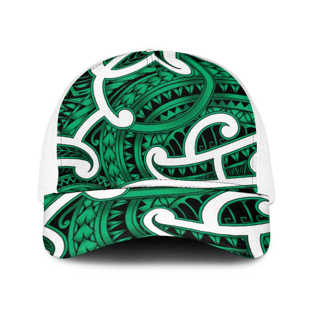 Aotearoa Maori Kowhaiwhai Baseball Net Cap Kakariki Puhoro and Patiki