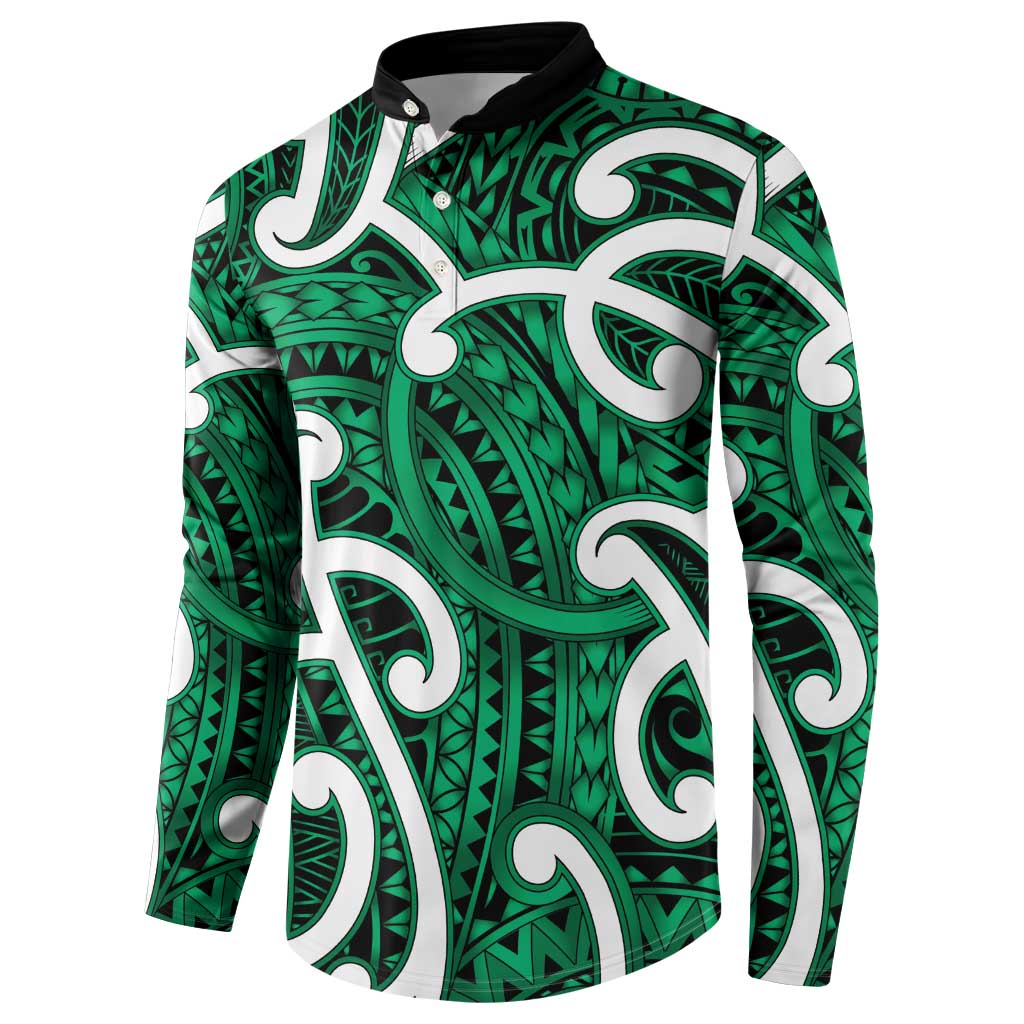Aotearoa Maori Kowhaiwhai Button Sweatshirt Kakariki Puhoro and Patiki LT9 - Polynesian Pride