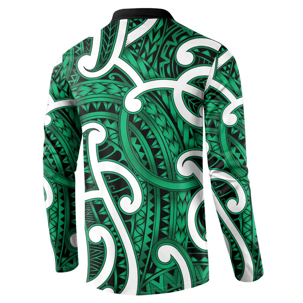 Aotearoa Maori Kowhaiwhai Button Sweatshirt Kakariki Puhoro and Patiki LT9 - Polynesian Pride