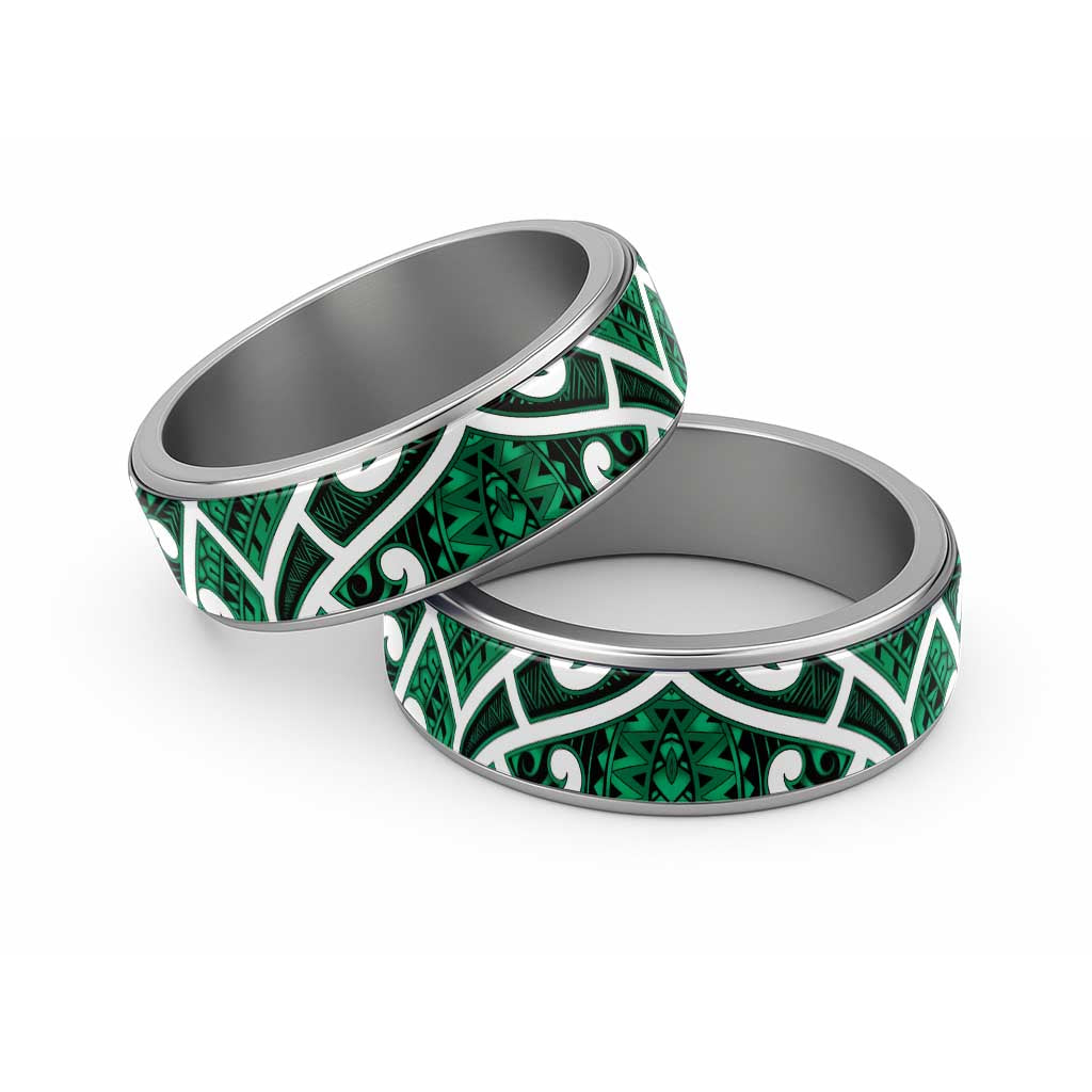 Aotearoa Maori Kowhaiwhai Classic Ring Kakariki Puhoro and Patiki