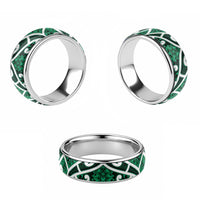 Aotearoa Maori Kowhaiwhai Classic Ring Kakariki Puhoro and Patiki