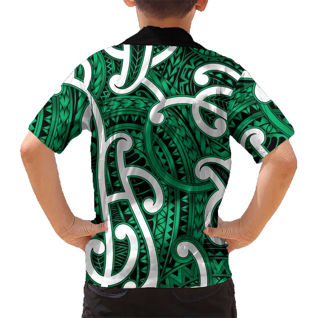 Aotearoa Maori Kowhaiwhai Family Matching Tank Maxi Dress and Hawaiian Shirt Kakariki Puhoro and Patiki