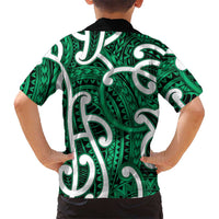 Aotearoa Maori Kowhaiwhai Family Matching Tank Maxi Dress and Hawaiian Shirt Kakariki Puhoro and Patiki