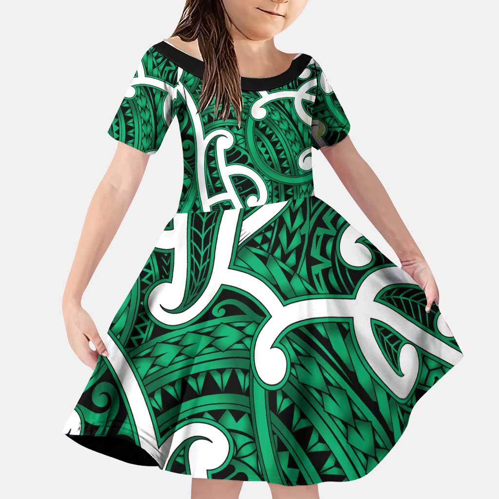Aotearoa Maori Kowhaiwhai Family Matching Tank Maxi Dress and Hawaiian Shirt Kakariki Puhoro and Patiki