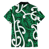 Aotearoa Maori Kowhaiwhai Family Matching Tank Maxi Dress and Hawaiian Shirt Kakariki Puhoro and Patiki