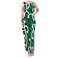 Aotearoa Maori Kowhaiwhai Family Matching Tank Maxi Dress and Hawaiian Shirt Kakariki Puhoro and Patiki