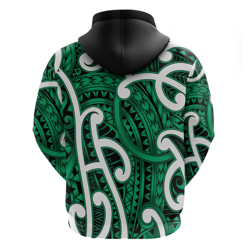 Aotearoa Maori Kowhaiwhai Hoodie Kakariki Puhoro and Patiki LT9 - Polynesian Pride