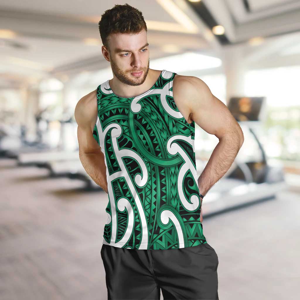 Aotearoa Maori Kowhaiwhai Men Tank Top Kakariki Puhoro and Patiki