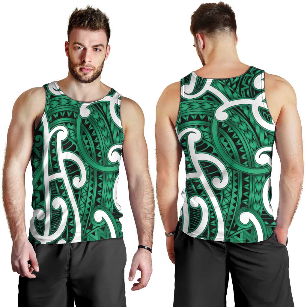 Aotearoa Maori Kowhaiwhai Men Tank Top Kakariki Puhoro and Patiki LT9 - Polynesian Pride