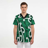 Aotearoa Maori Kowhaiwhai Scrub Top Kakariki Puhoro and Patiki
