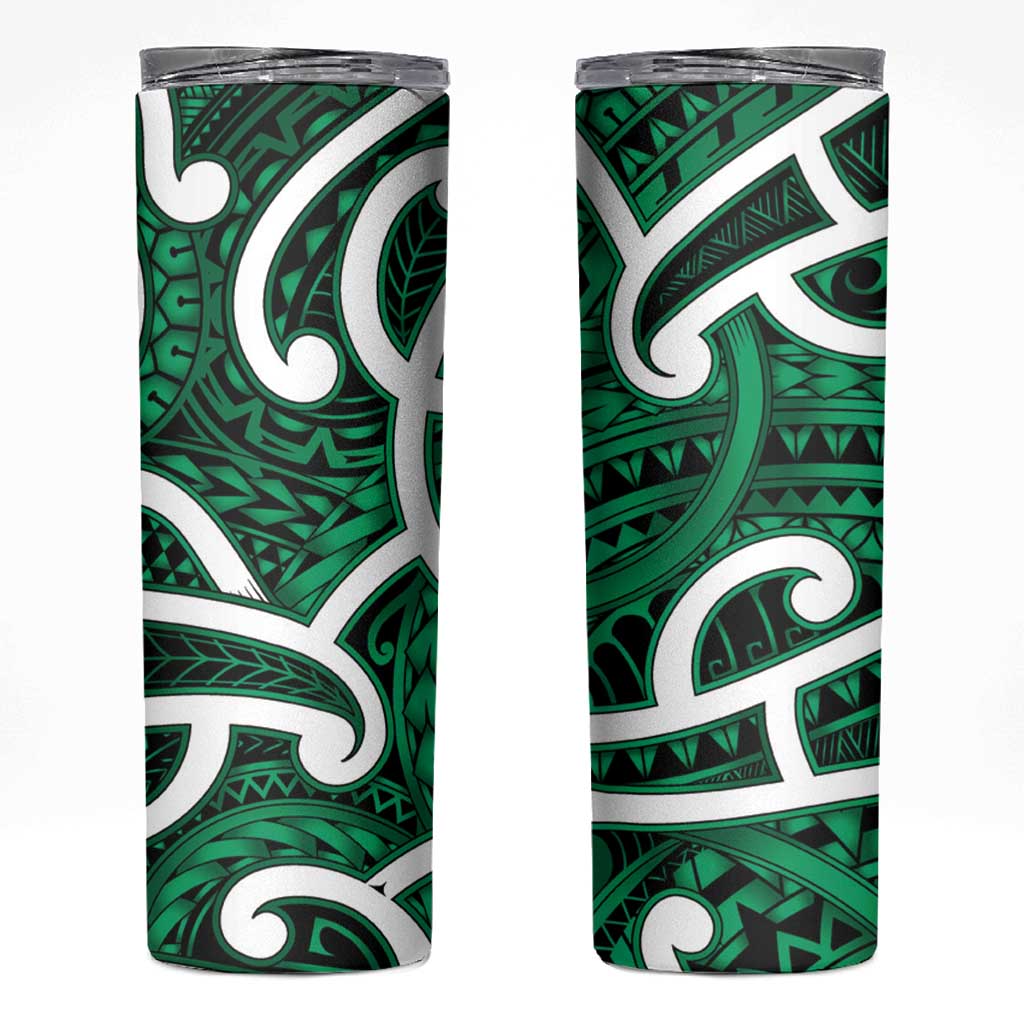 Aotearoa Maori Kowhaiwhai Skinny Tumbler Kakariki Puhoro and Patiki