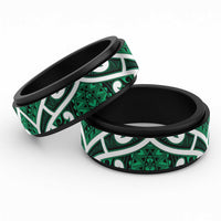 Aotearoa Maori Kowhaiwhai Spinner Ring Kakariki Puhoro and Patiki